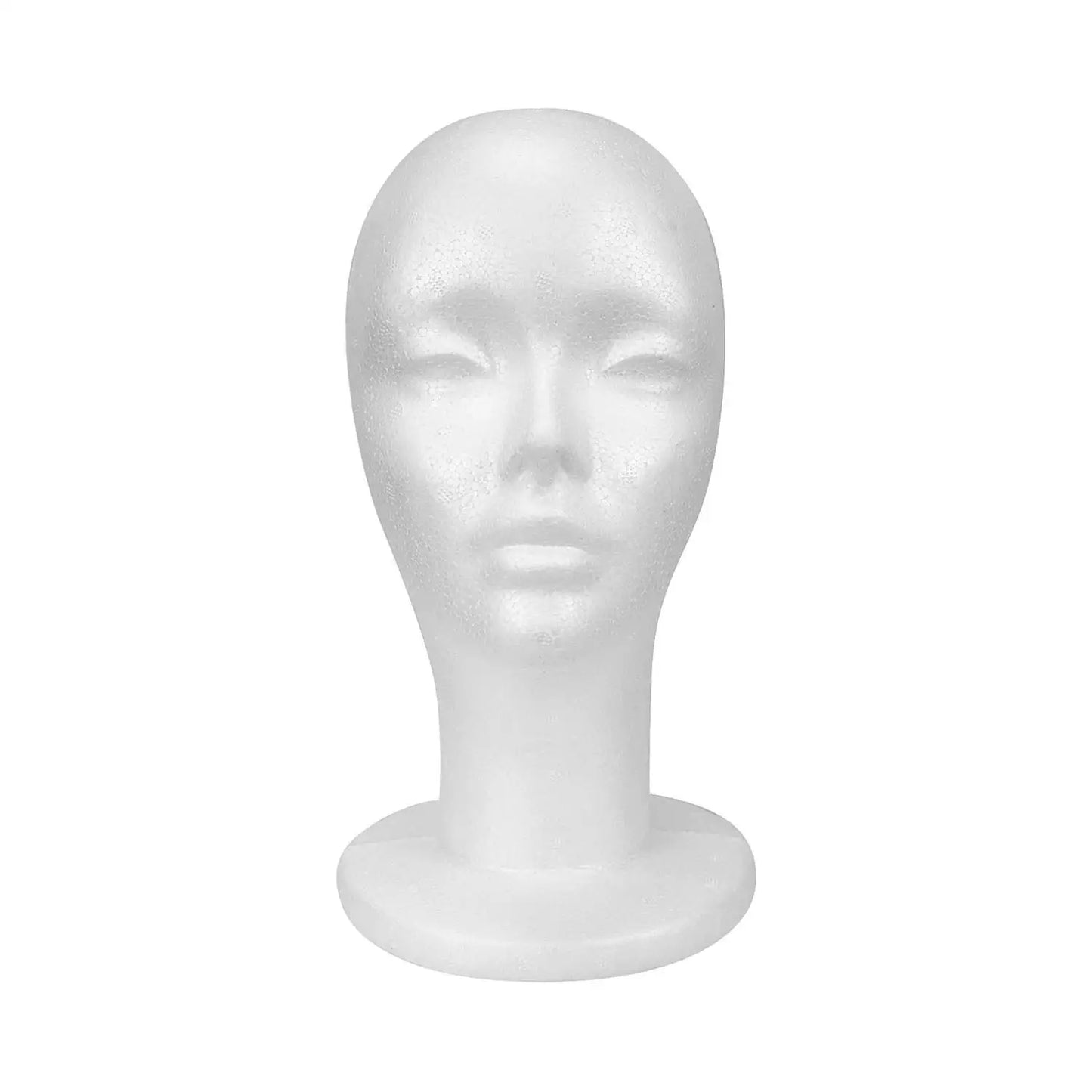 Studio Limited White Styrofoam Mannequin Head — Lightweight, perfect for styling and displaying wigs.