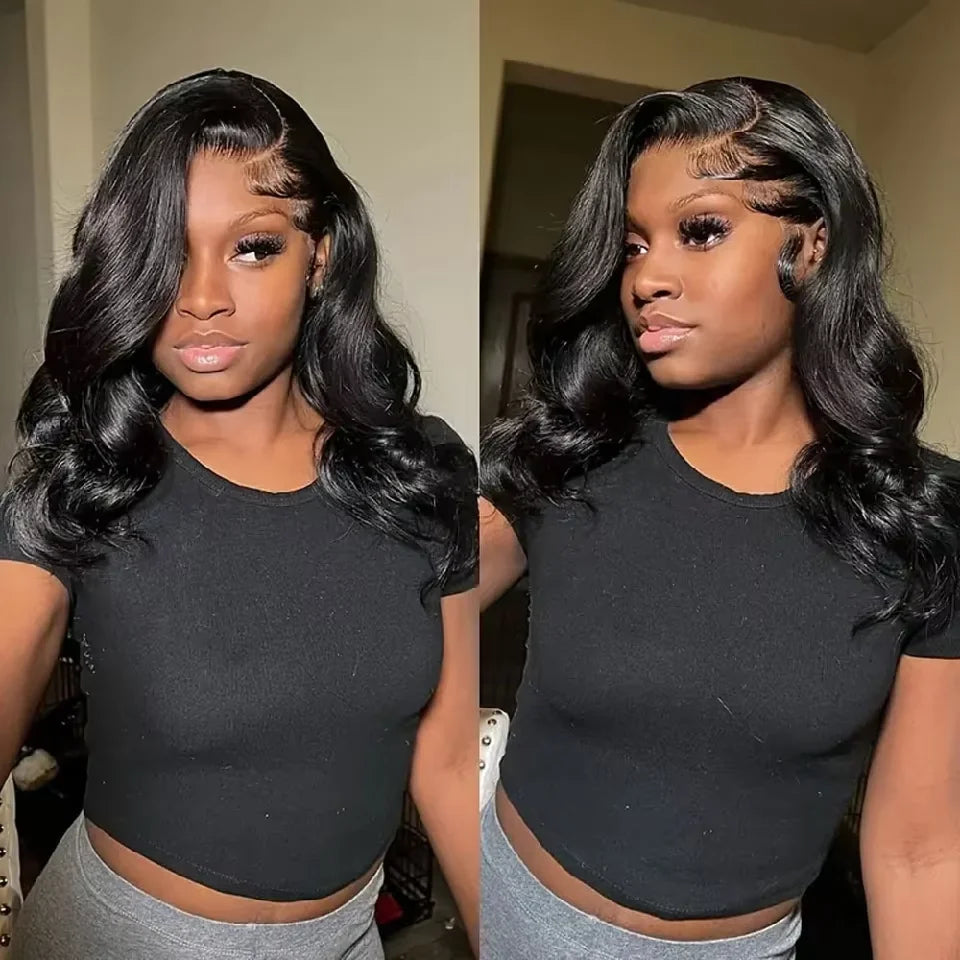 250% Body Wave HD Lace Frontal Short Bob Wig – Glueless Wavy Human Hair, 13x4 Transparent Lace Front