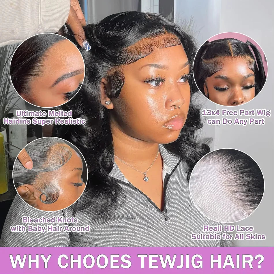 250% Body Wave HD Lace Frontal Short Bob Wig – Glueless Wavy Human Hair, 13x4 Transparent Lace Front