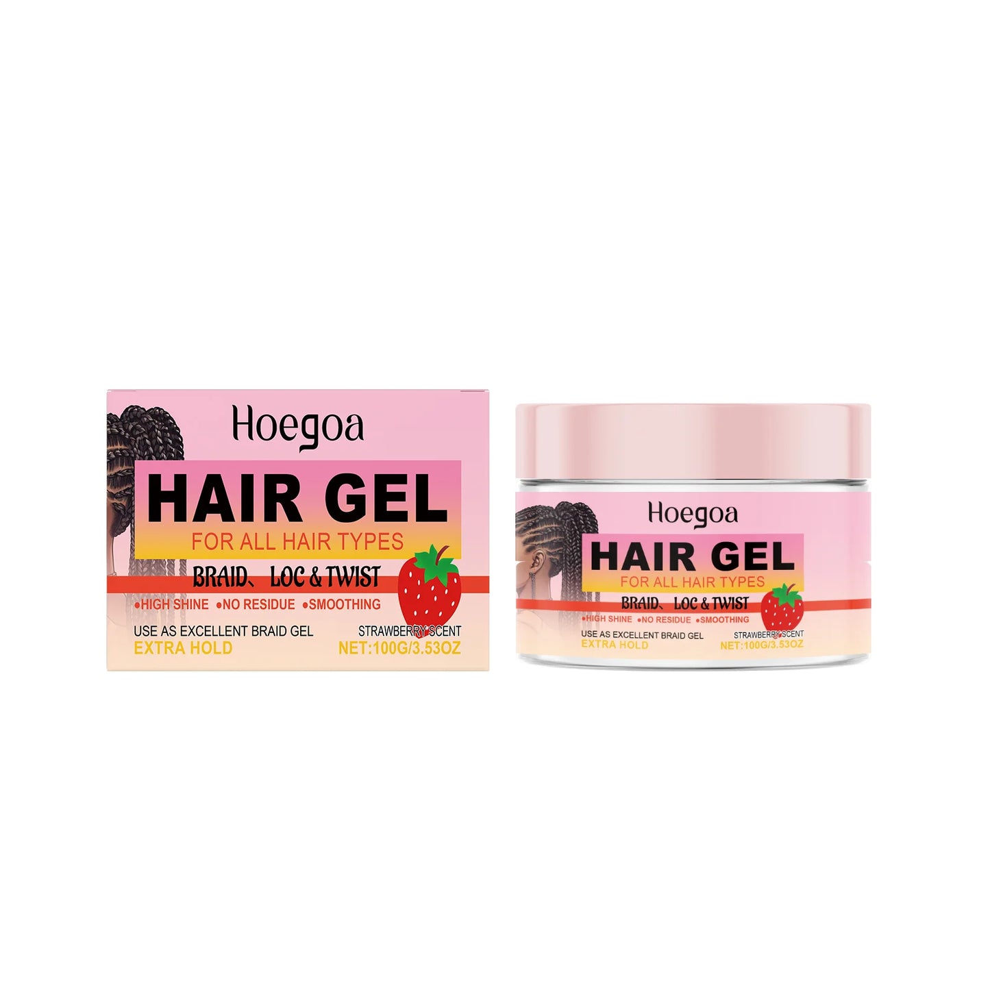 Hoegoa Braids Styling Gel 100g – Long Hold, Shine & Hydration with Fruity Scent