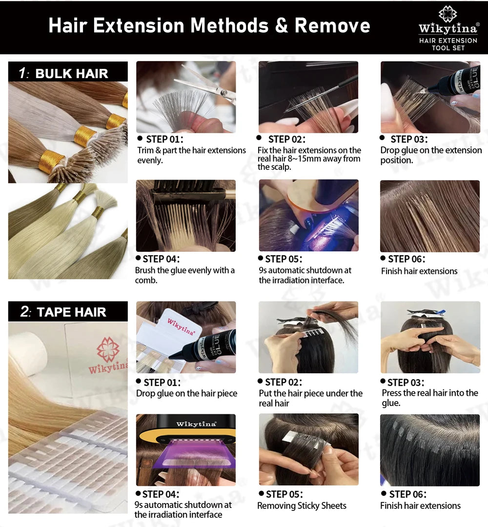 Wikytina V-Light UV Hair Extension Kit – Tools Set with UV Glue & Remover Machine, Premium Salon Styling Upgrade