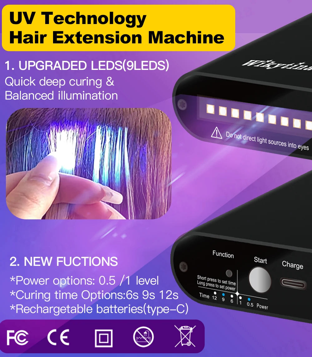 Wikytina V-Light UV Hair Extension Kit – Tools Set with UV Glue & Remover Machine, Premium Salon Styling Upgrade