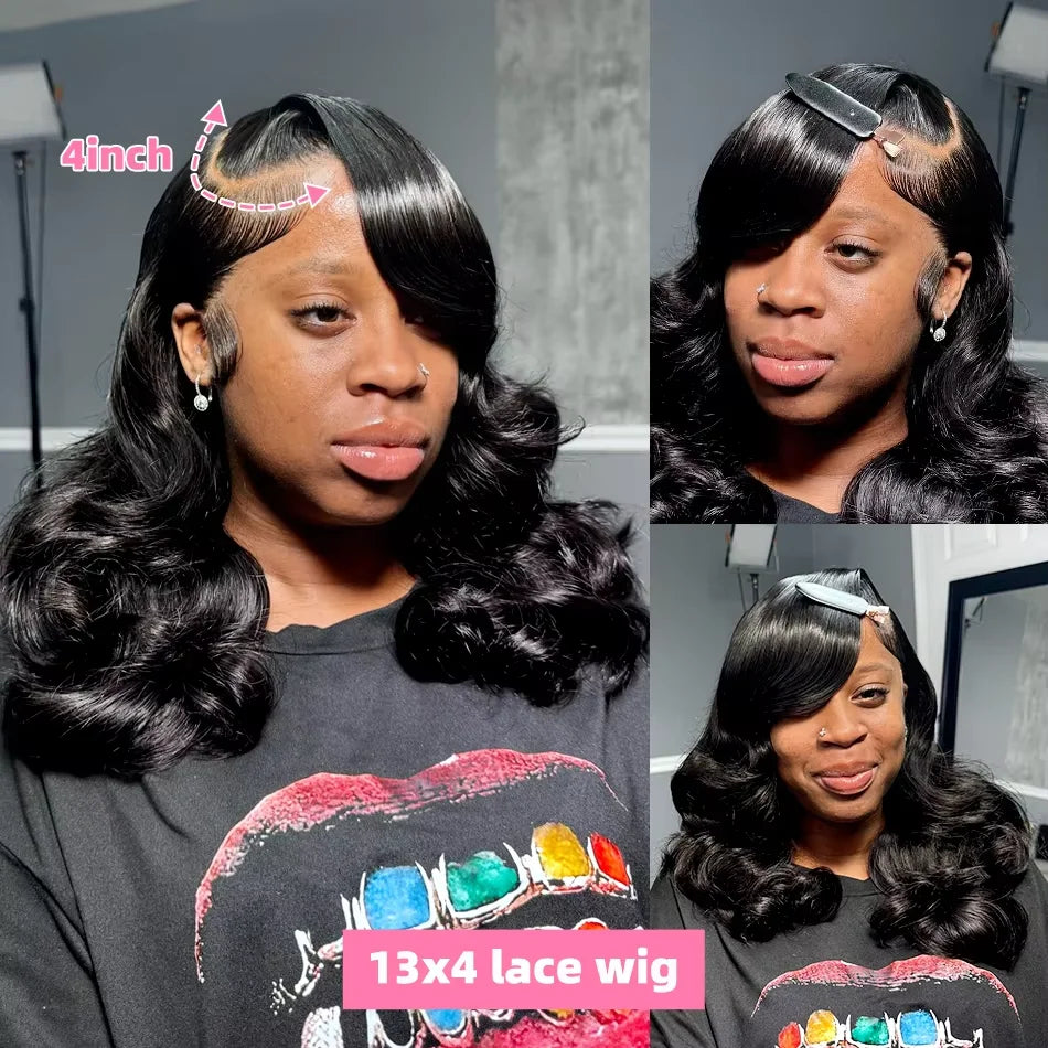 250% Body Wave HD Lace Frontal Short Bob Wig – Glueless Wavy Human Hair, 13x4 Transparent Lace Front