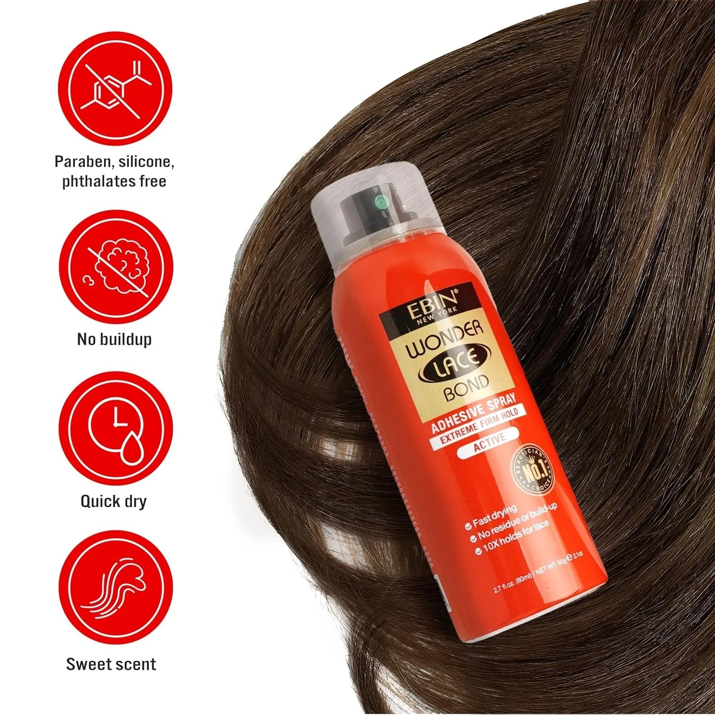 Ebin New York Wonder Lace Bond Melting Spray – Extreme Firm, Sweat & Water-Resistant Hold