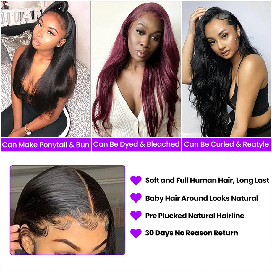 40" Bone Straight Lace Front Wig – 13x4 HD Lace Frontal, Full Lace Human Hair