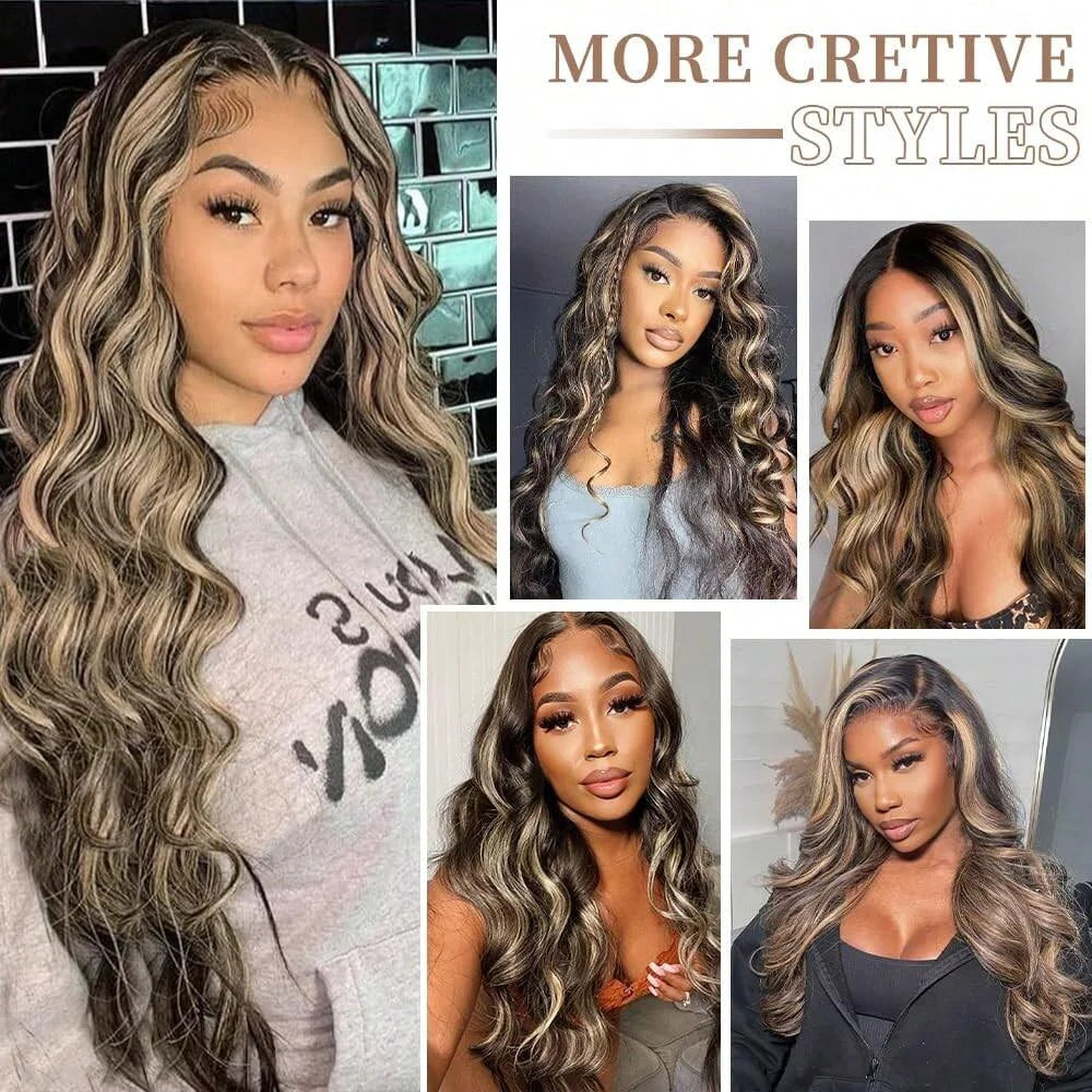 1B/27 Balayage Body Wave Wig – 30" 13x4 HD Lace Frontal, Ombre Blonde Brazilian Human Hair
