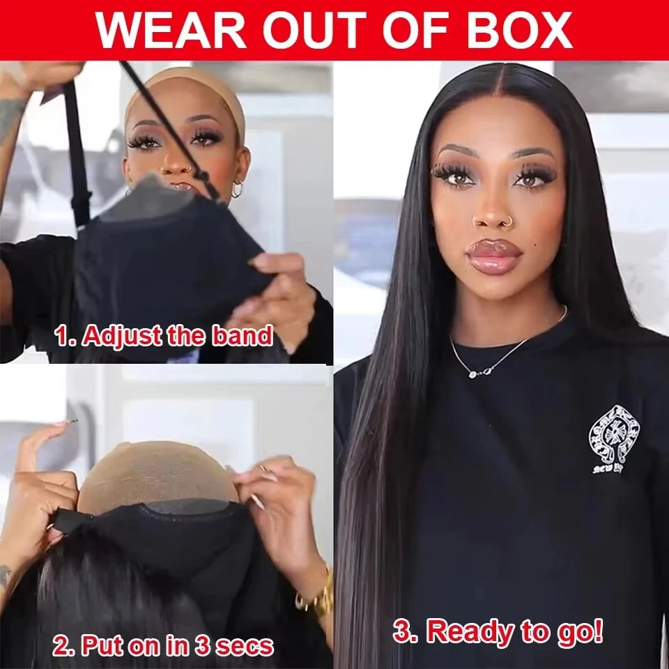 30" No Silk Straight HD Lace Wig – 5x5/4x4 Glueless Closure, Pre-Cut 200% Human Hair Wear & Go