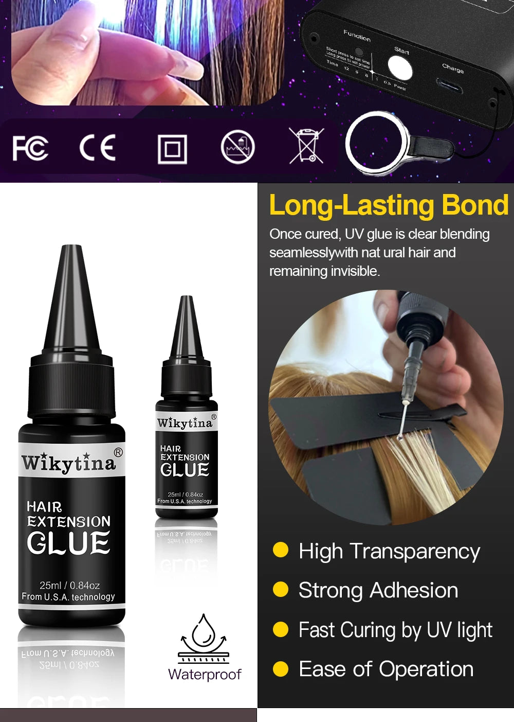 Advanced V-Light Hair Extension Tools Kit with UV Glue & Extension Machine – For Professional Salon and Home Use