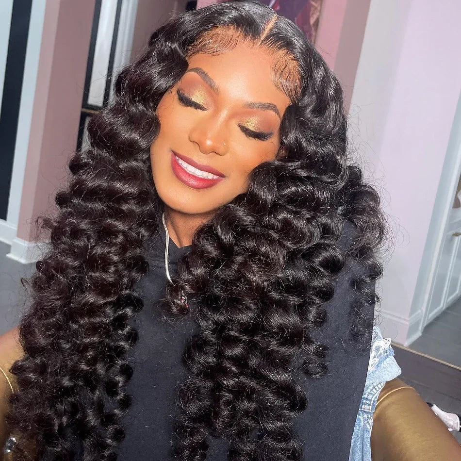 30–40" Loose Deep Wave Wig – 13x6/13x4 HD Lace Frontal, 360 Full Lace Pre-Plucked Brazilian Human Hair