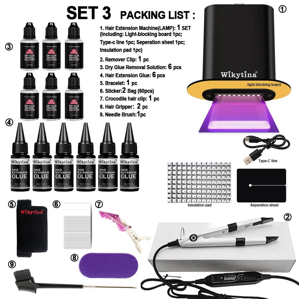 2025 V-Light Hair Extension Kit with UV System – Traceless Tape & Lightweight Tools for Fast, Professional Hair Grafting