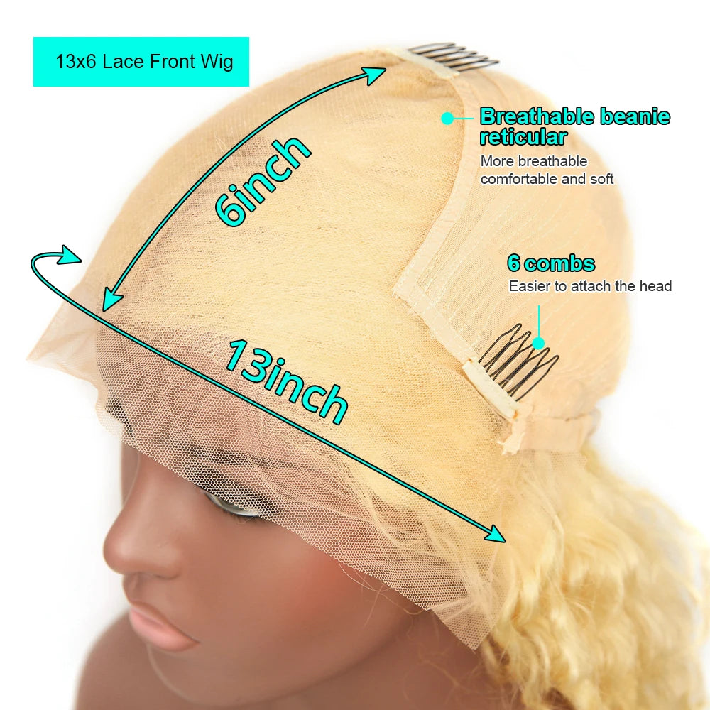 38" Light Yellow Body Wave Wig – 613 Color, 13x6 HD Lace Front Human Hair for Cosplay