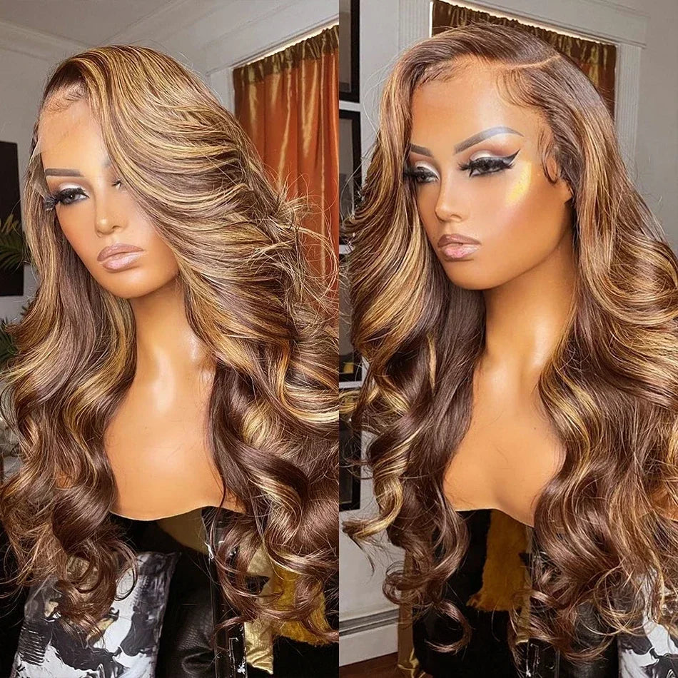 Highlight Body Wave Wig – 13x4/13x6 Honey Blonde HD Lace Frontal, Brazilian Human Hair
