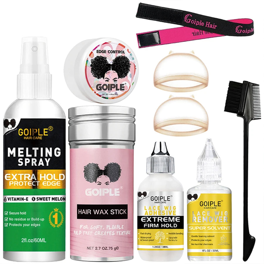 Lace Melting Spray – Glue-Less Invisible Wig Adhesive, Waterproof Extra Hold with Toupee Wax Stick Gel