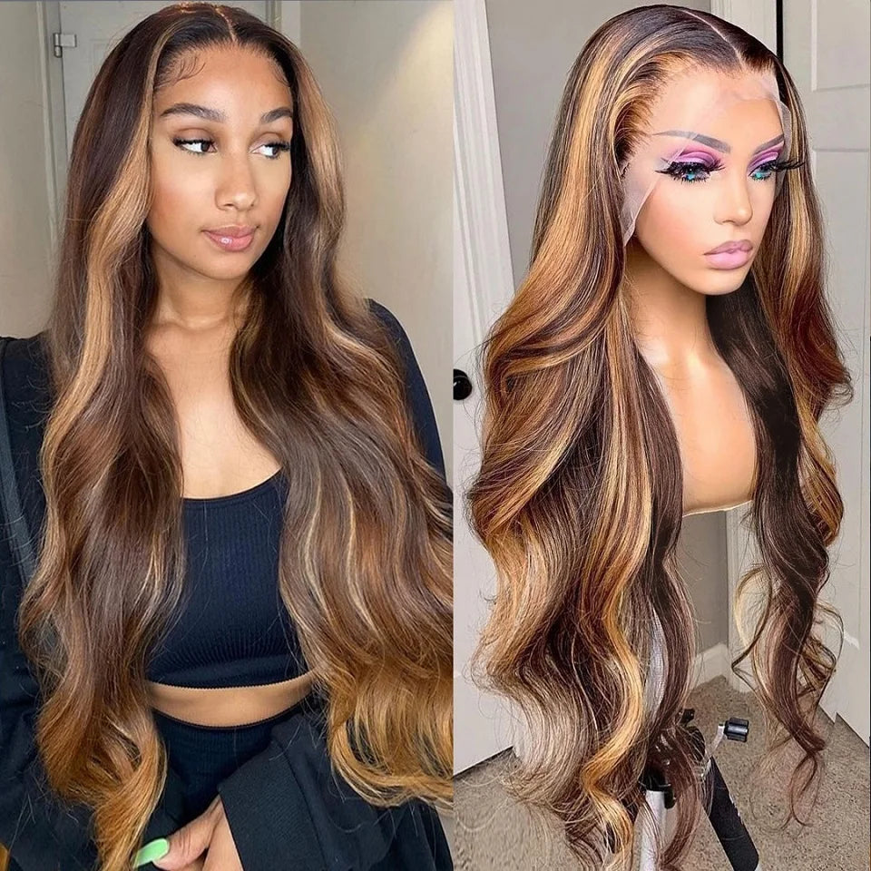 Highlight Body Wave Wig – 13x4/13x6 Honey Blonde HD Lace Frontal, Brazilian Human Hair