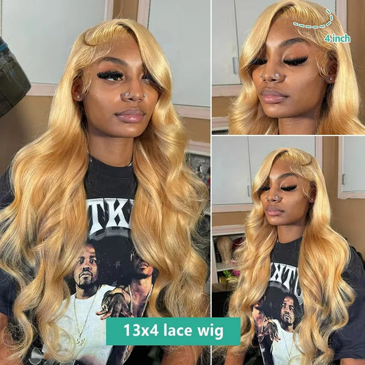 27# Honey Blonde Body Wave Wig – 13x4/13x6 HD Lace Frontal, Brazilian Colored Loose Water Wave Human Hair