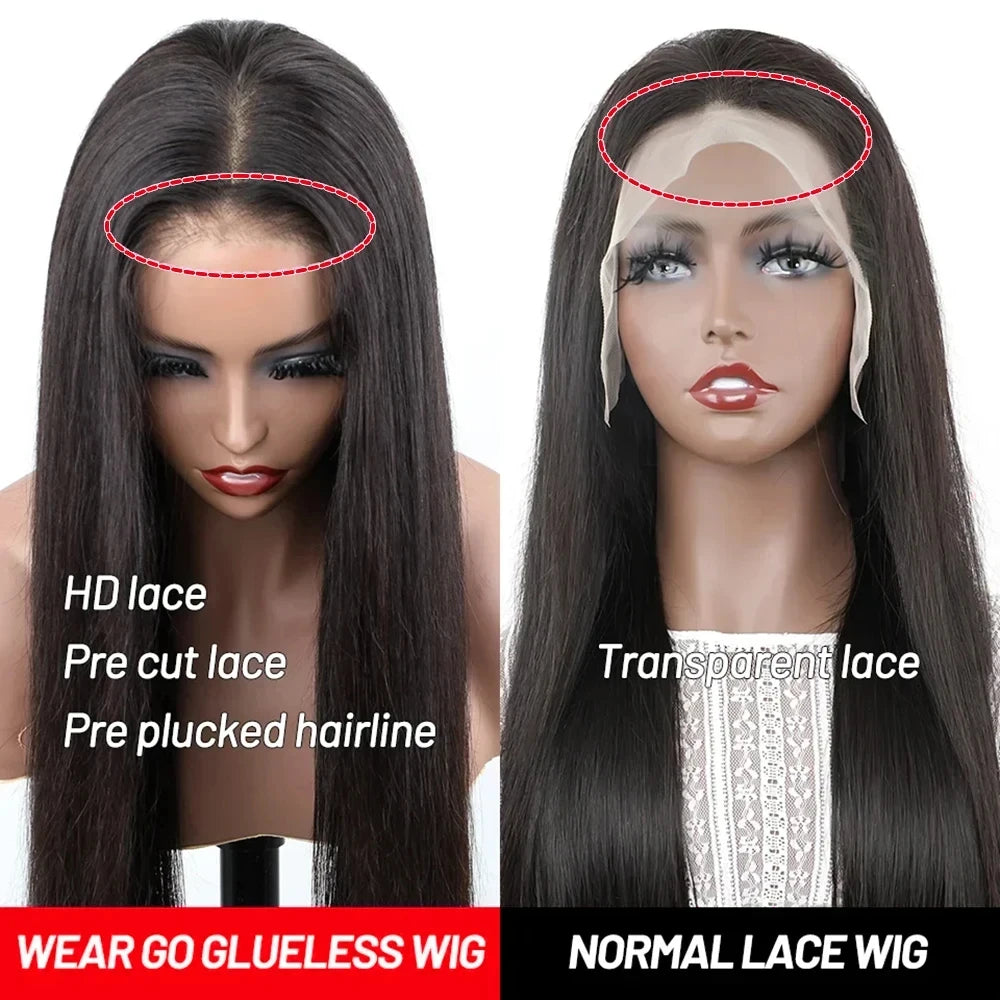 30" No Silk Straight HD Lace Wig – 5x5/4x4 Glueless Closure, Pre-Cut 200% Human Hair Wear & Go