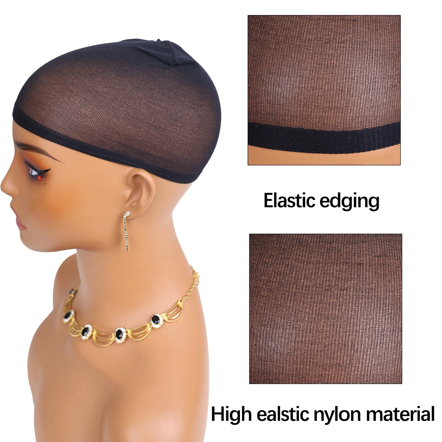 24 Pieces (12 Packs) Wig Caps – Fashion stretchable hair nets, 2 pieces per pack.