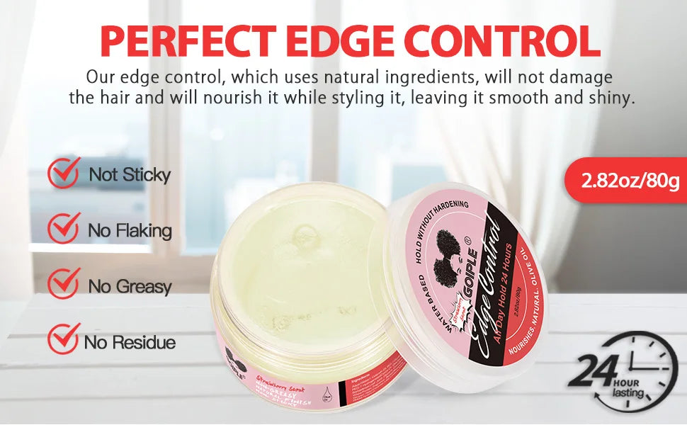 GOIPLE Edge Control Gel Set – Strong Hold 4C Pomade, Hair Wax Stick, Frizz Tamer with Brush & Band