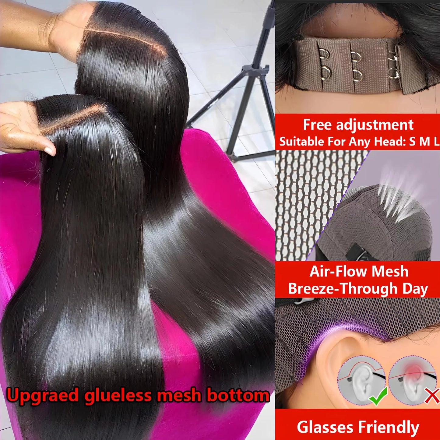 30" No Silk Straight HD Lace Wig – 5x5/4x4 Glueless Closure, Pre-Cut 200% Human Hair Wear & Go