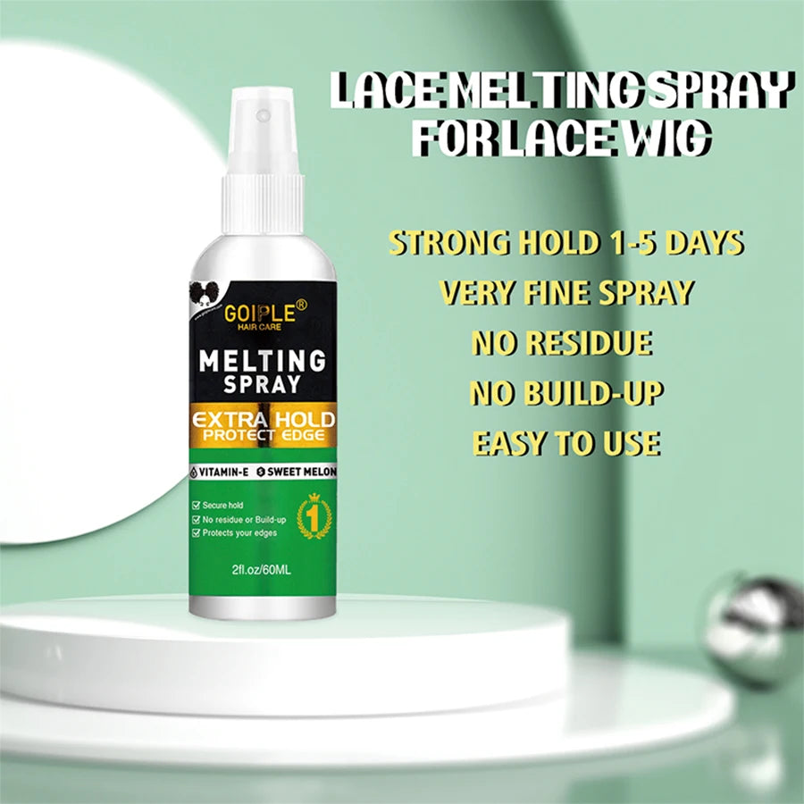 Lace Melting Spray – Glue-Less Invisible Wig Adhesive, Waterproof Extra Hold with Toupee Wax Stick Gel