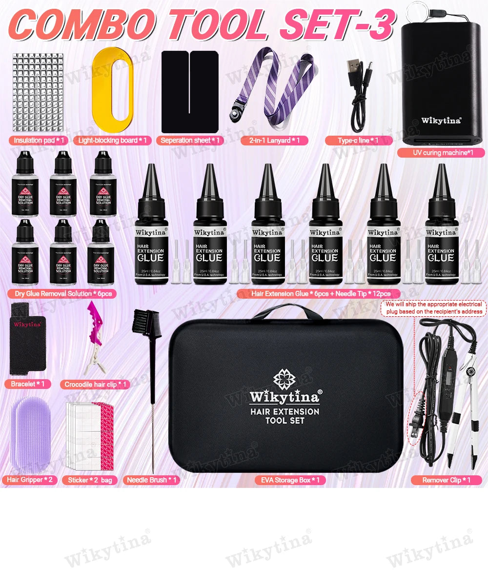 WIKYTINA Professional UV Light Hair Extension Kit