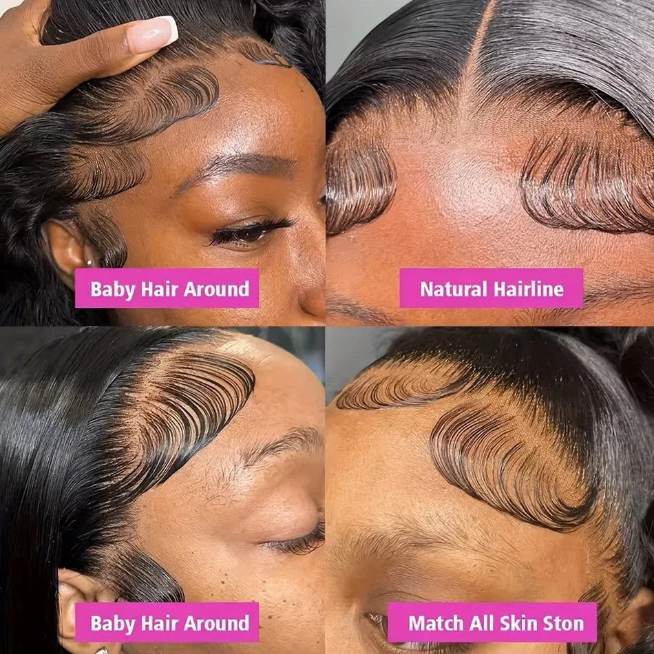 38" Glueless Body Wave Wig – 13x6/13x4 HD Lace Frontal, Pre-Plucked Brazilian Human Hair