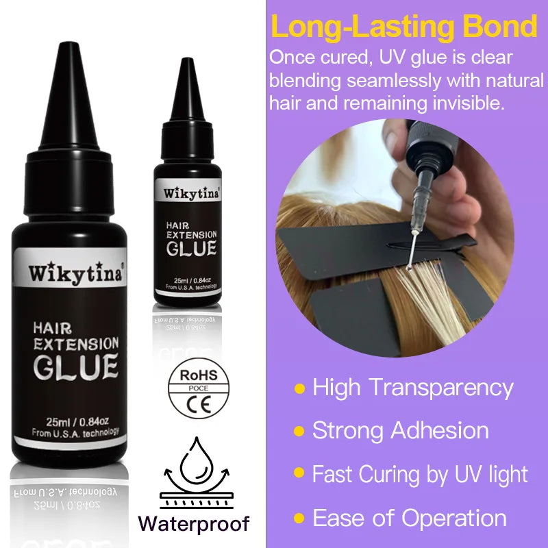 Wikytina 2025 UV V-Light Hair Extension Set – Tools Kit with UV Glue, Remover & Machine for Long-Lasting Salon Styling