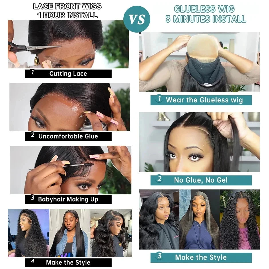 30" No Silk Straight HD Lace Wig – 5x5/4x4 Glueless Closure, Pre-Cut 200% Human Hair Wear & Go