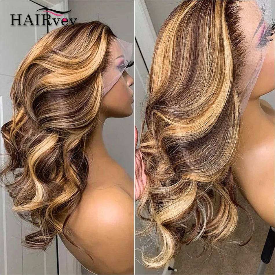 Highlight Body Wave Wig – 13x4/13x6 Honey Blonde HD Lace Frontal, Brazilian Human Hair