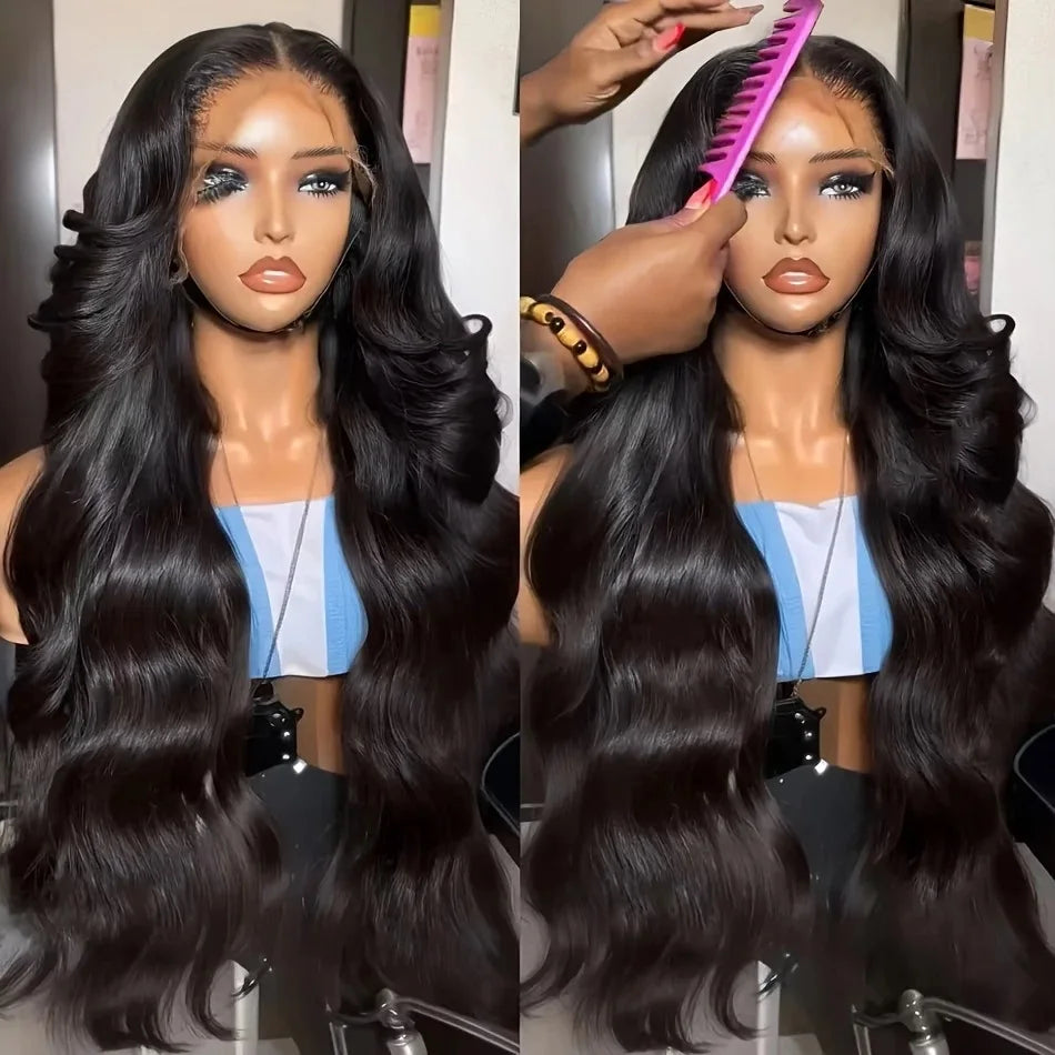 38" Glueless Body Wave Wig – 13x6/13x4 HD Lace Frontal, Pre-Plucked Brazilian Human Hair