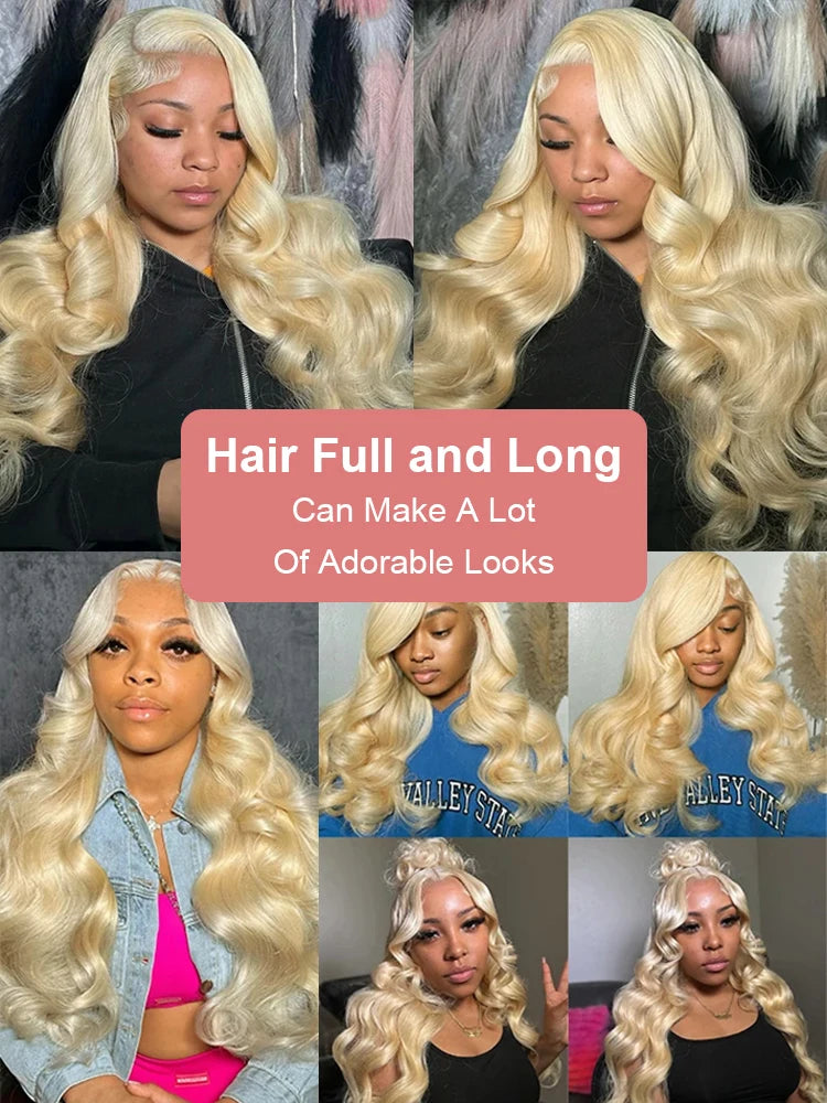 36–40" 613 Honey Blonde Body Wave Wig – 250% Density, 13x6/13x4 HD Lace Front Human Hair