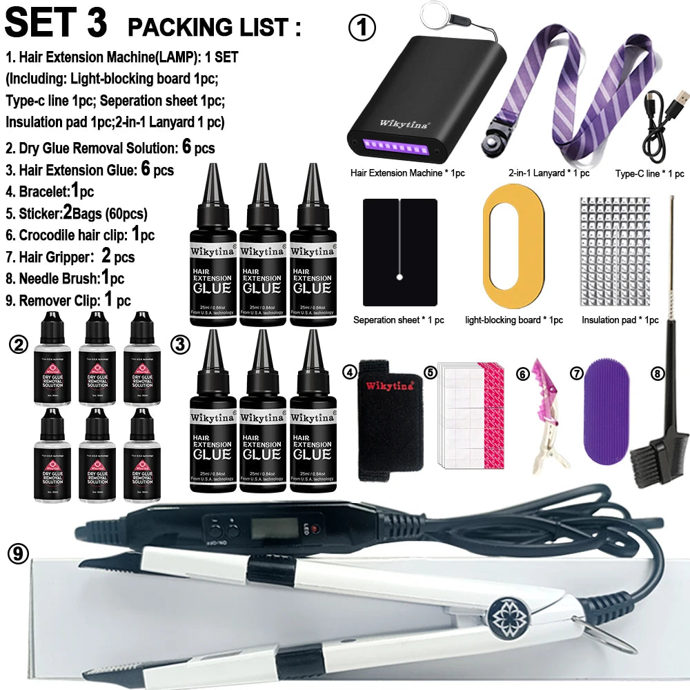 UV Light Hair Extension Kit – Professional Portable Set with UV Glue & Tools for Salon or Home Beauty Use