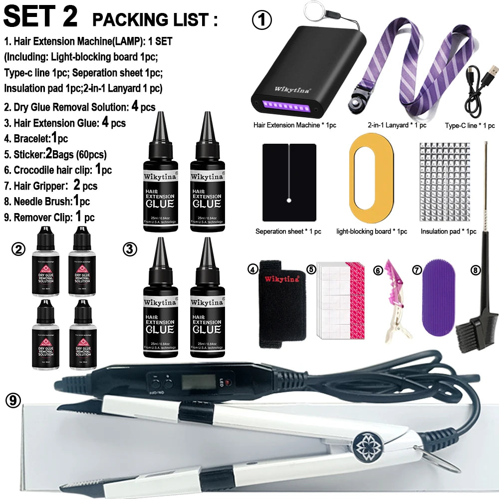 UV Light Hair Extension Kit – Professional Portable Set with UV Glue & Tools for Salon or Home Beauty Use
