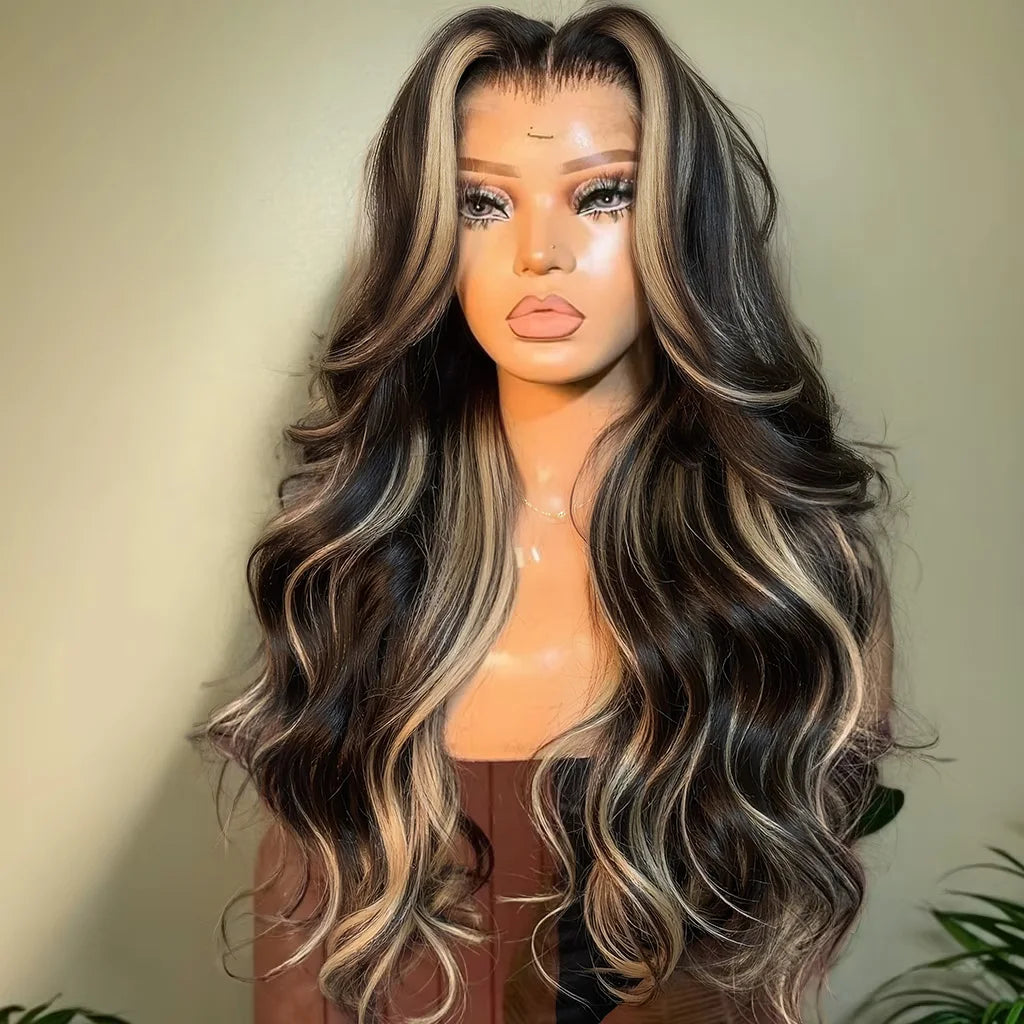 1B/27 Balayage Body Wave Wig – 30" 13x4 HD Lace Frontal, Ombre Blonde Brazilian Human Hair