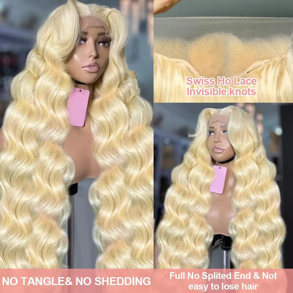 36–40" 613 Honey Blonde Body Wave Wig – 250% Density, 13x6/13x4 HD Lace Front Human Hair