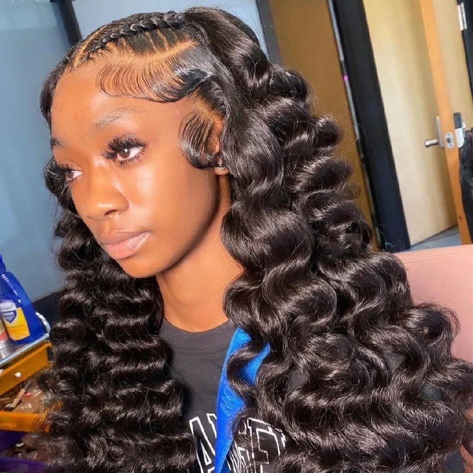 30–40" Loose Deep Wave Wig – 13x6/13x4 HD Lace Frontal, 360 Full Lace Pre-Plucked Brazilian Human Hair