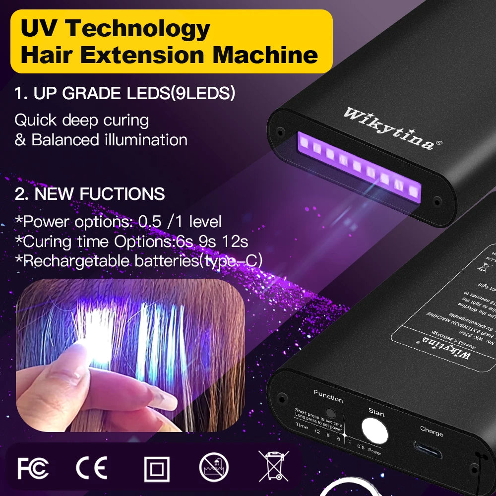 Advanced V-Light Hair Extension Tools Kit with UV Glue & Extension Machine – For Professional Salon and Home Use