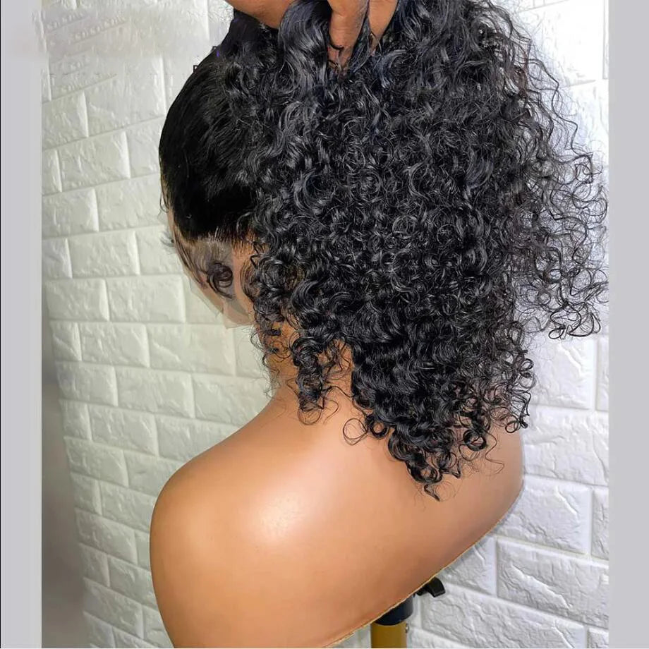 26" 180% Density Soft Black Kinky Curly Lace Front Wig – Pre-Plucked, Natural Hairline with Baby Hair, Glueless
