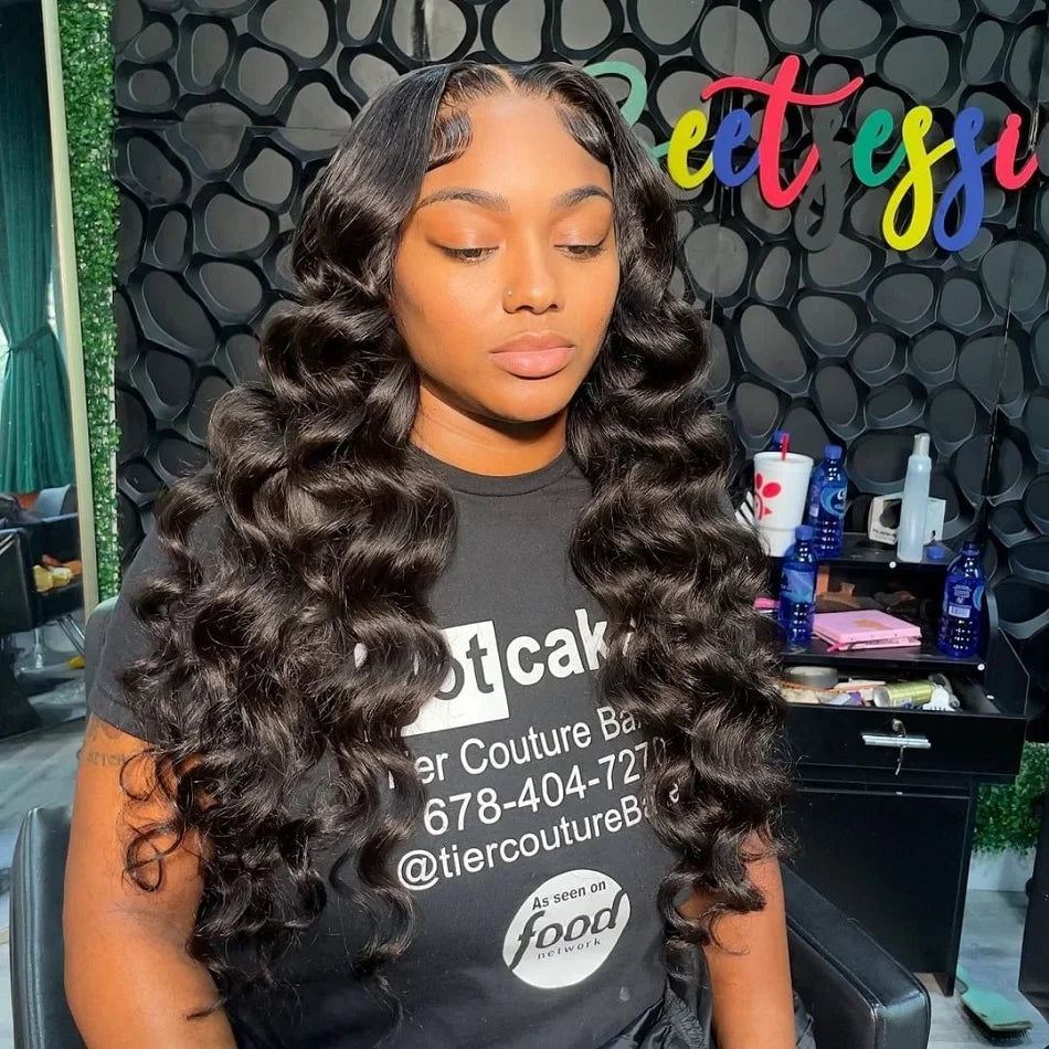 30–40" Loose Deep Wave Wig – 13x6/13x4 HD Lace Frontal, 360 Full Lace Pre-Plucked Brazilian Human Hair