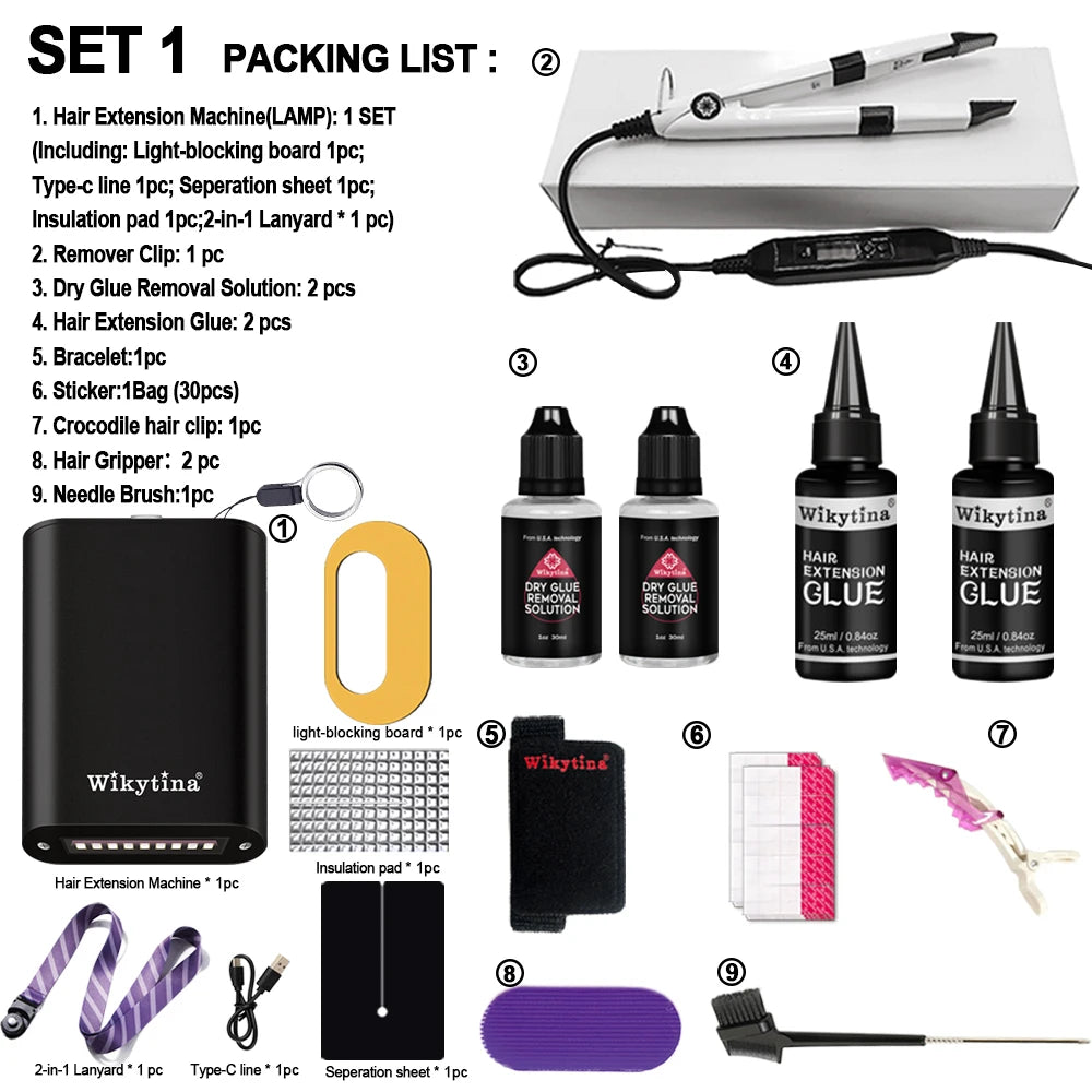 Advanced V-Light Hair Extension Tools Kit with UV Glue & Extension Machine – For Professional Salon and Home Use
