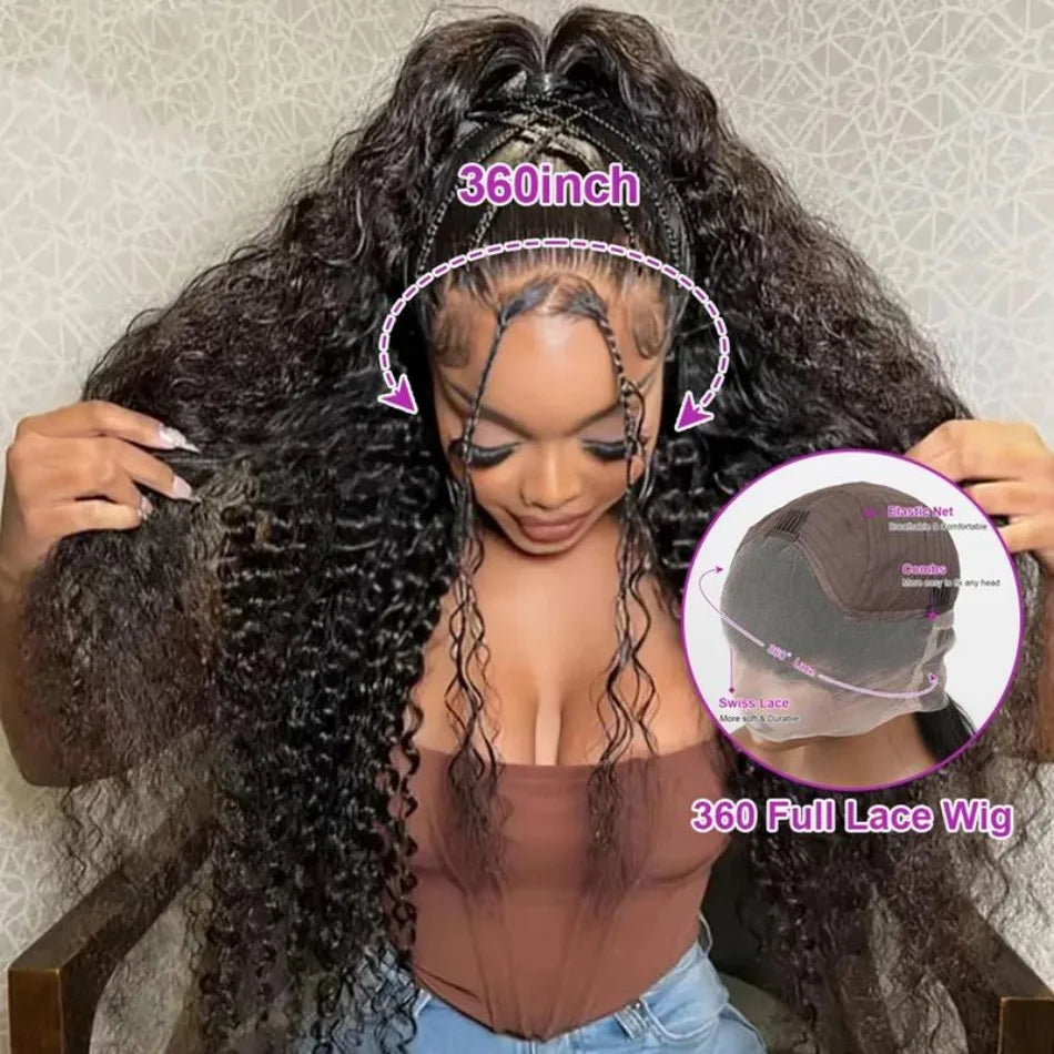 30–40" 360 Full Lace Deep Wave Wig – Pre-Plucked, Natural Hairline HD Lace, Curly Human Hair