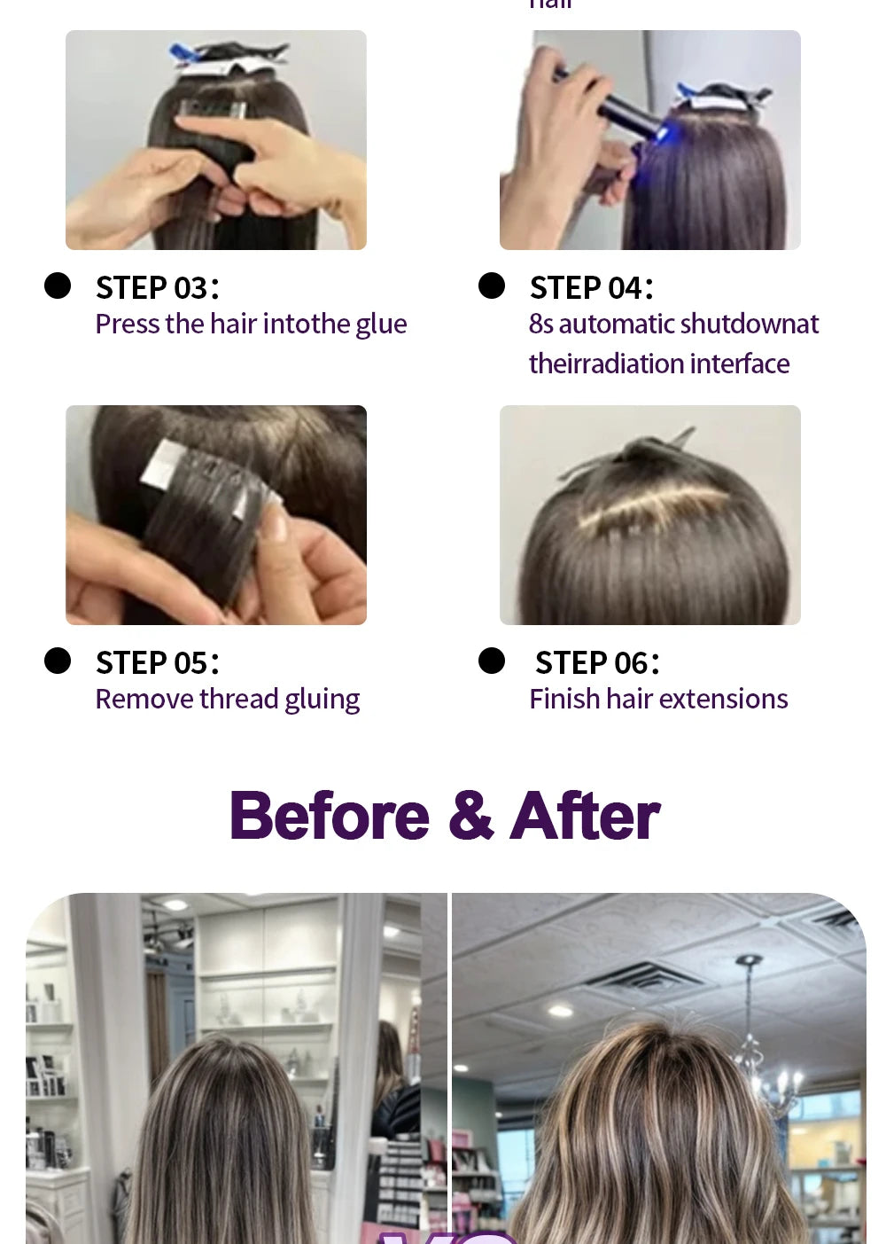 Advanced V-Light Hair Extension Tools Kit with UV Glue & Extension Machine – For Professional Salon and Home Use