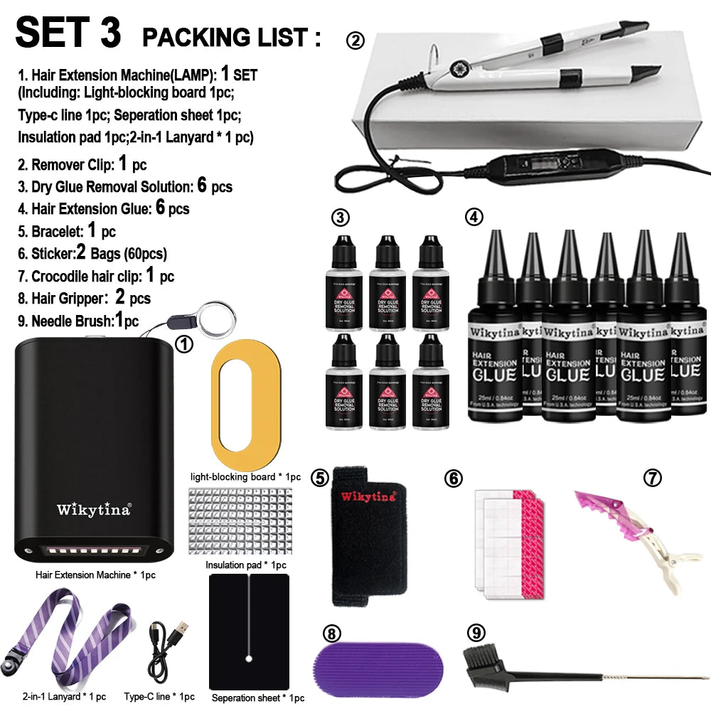 Advanced V-Light Hair Extension Tools Kit with UV Glue & Extension Machine – For Professional Salon and Home Use