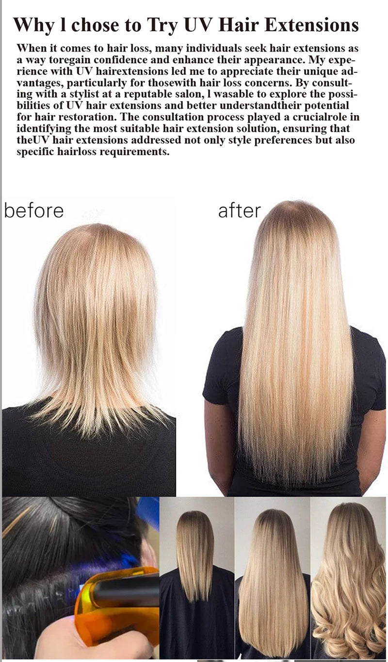 2025 V-Light Hair Extension Kit with UV System – Traceless Tape & Lightweight Tools for Fast, Professional Hair Grafting