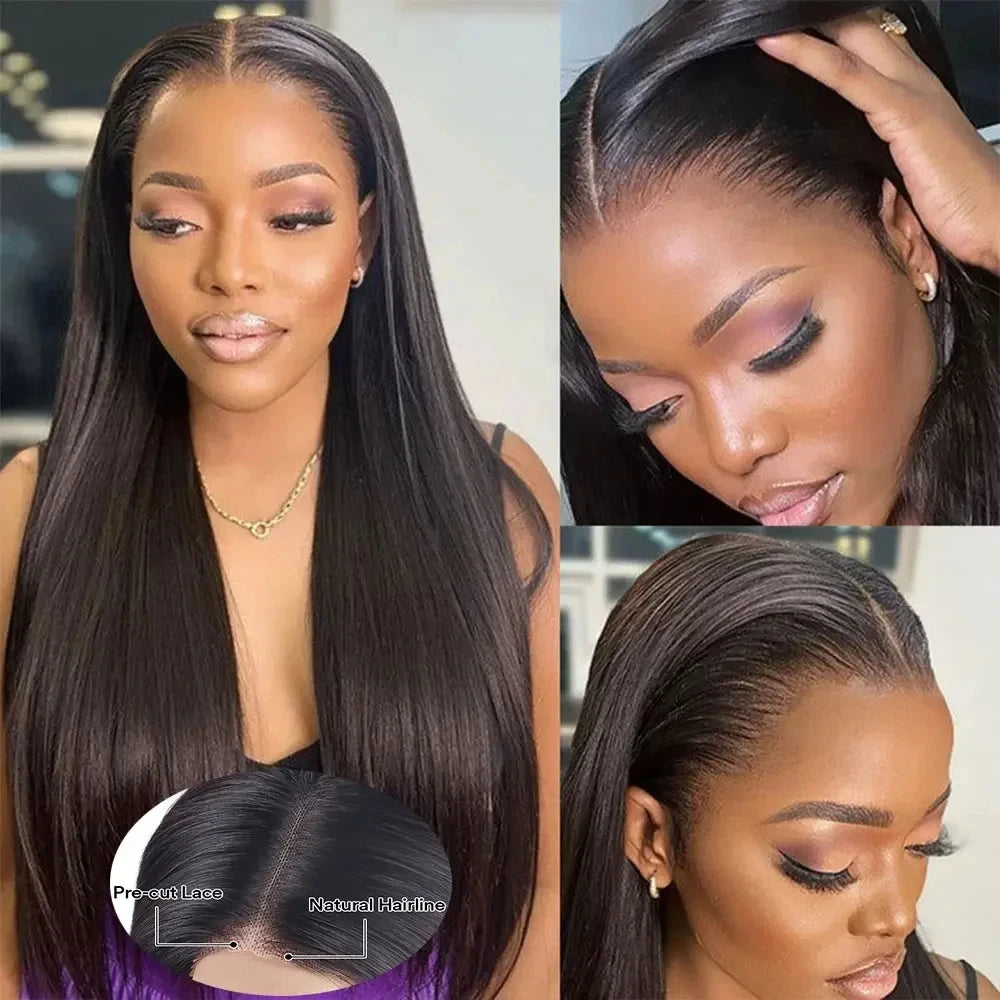 30" No Silk Straight HD Lace Wig – 5x5/4x4 Glueless Closure, Pre-Cut 200% Human Hair Wear & Go