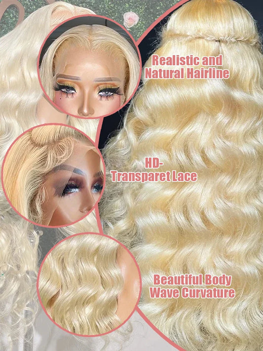 36–40" 613 Honey Blonde Body Wave Wig – 250% Density, 13x6/13x4 HD Lace Front Human Hair