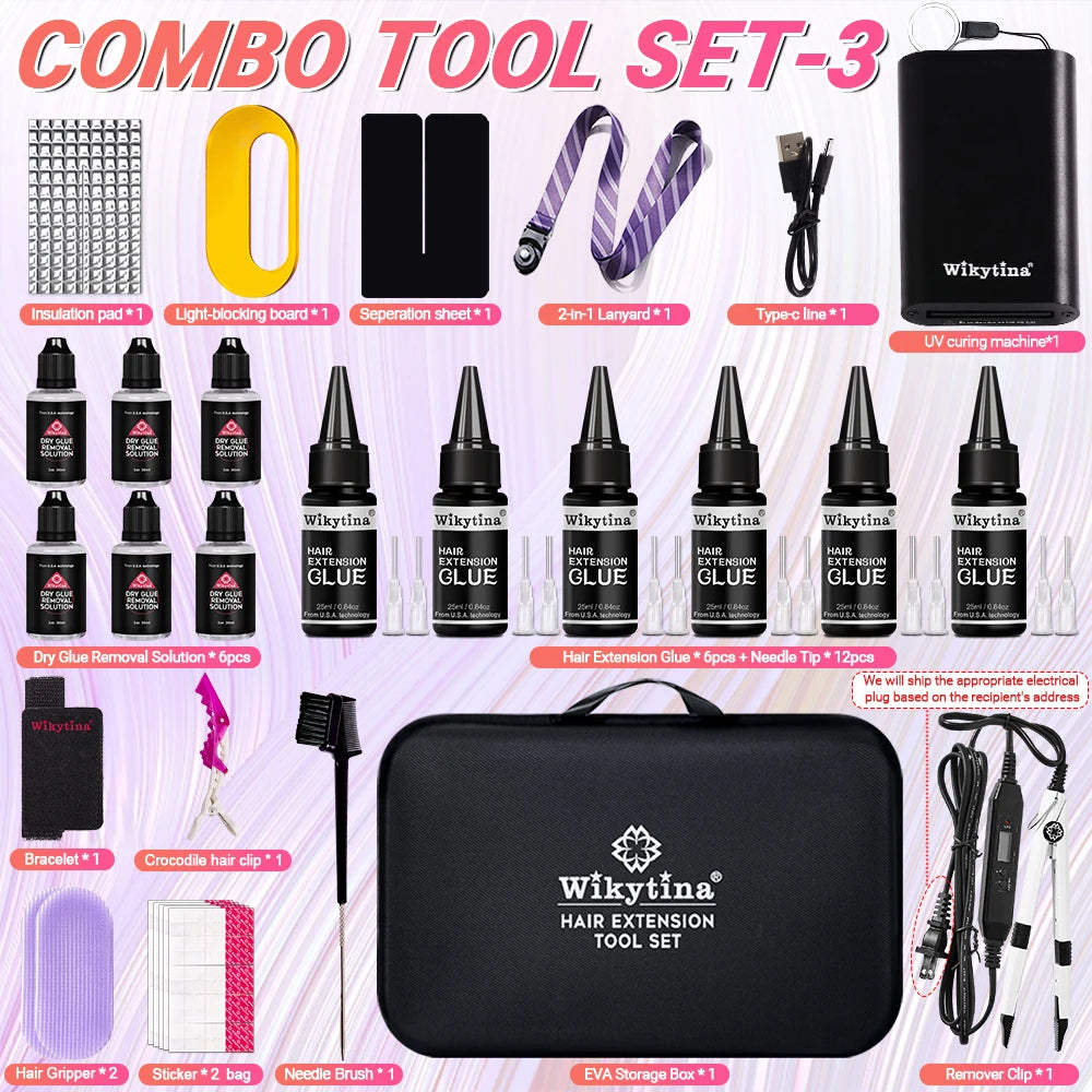 WIKYTINA Professional UV Light Hair Extension Kit