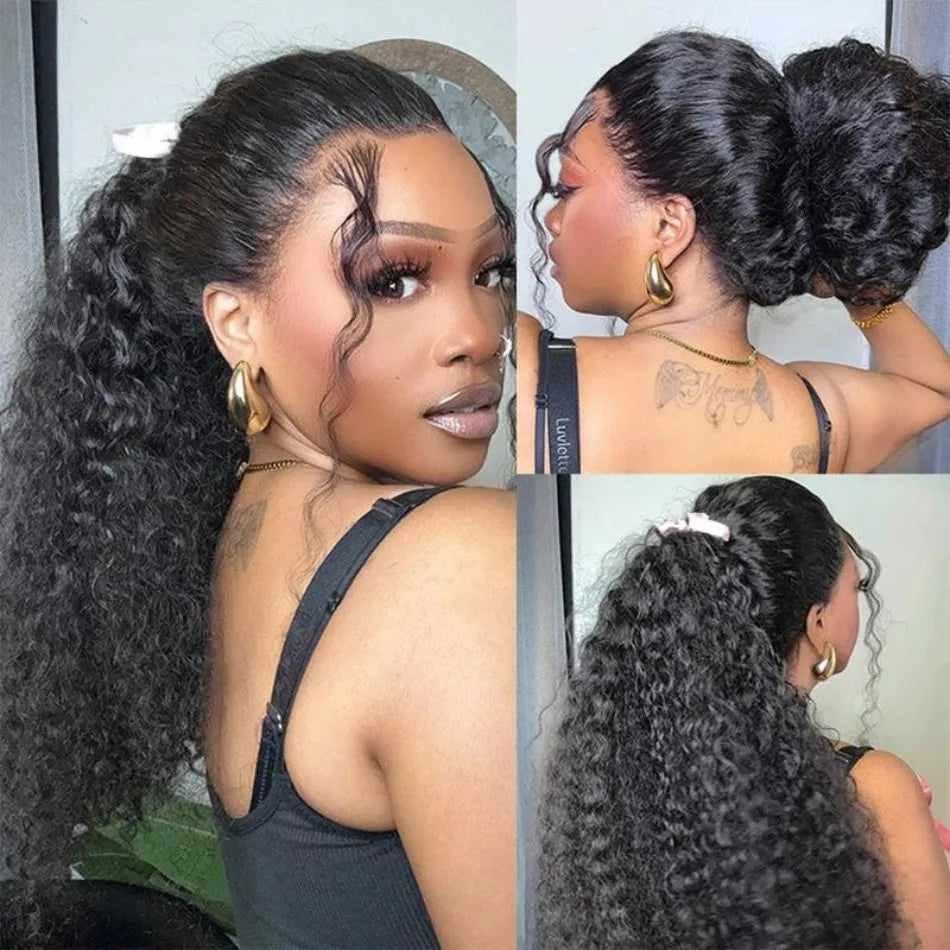 30–40" 360 Full Lace Deep Wave Wig – Pre-Plucked, Natural Hairline HD Lace, Curly Human Hair