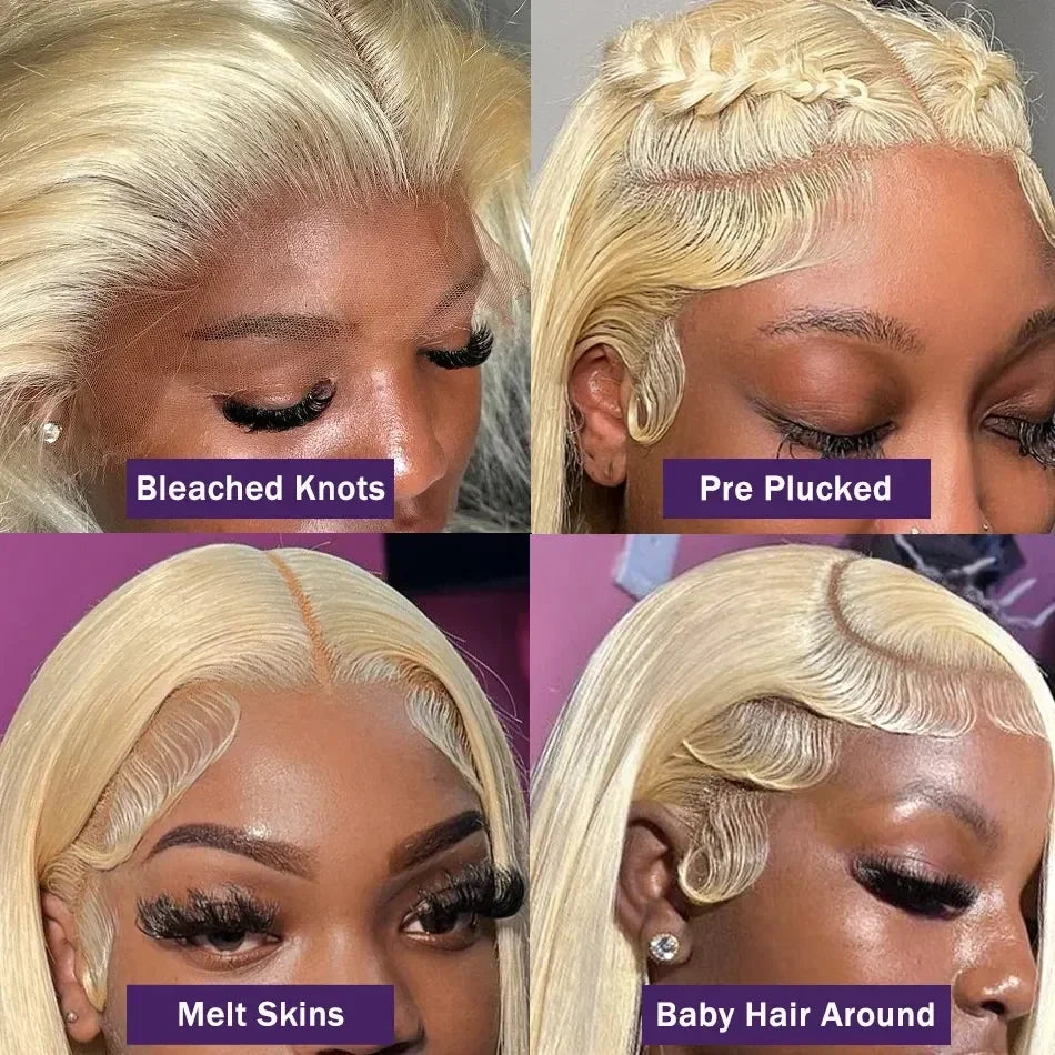 30–36" 200% Density 613 Honey Blonde Straight Wig – 13x6 Transparent HD Lace Frontal