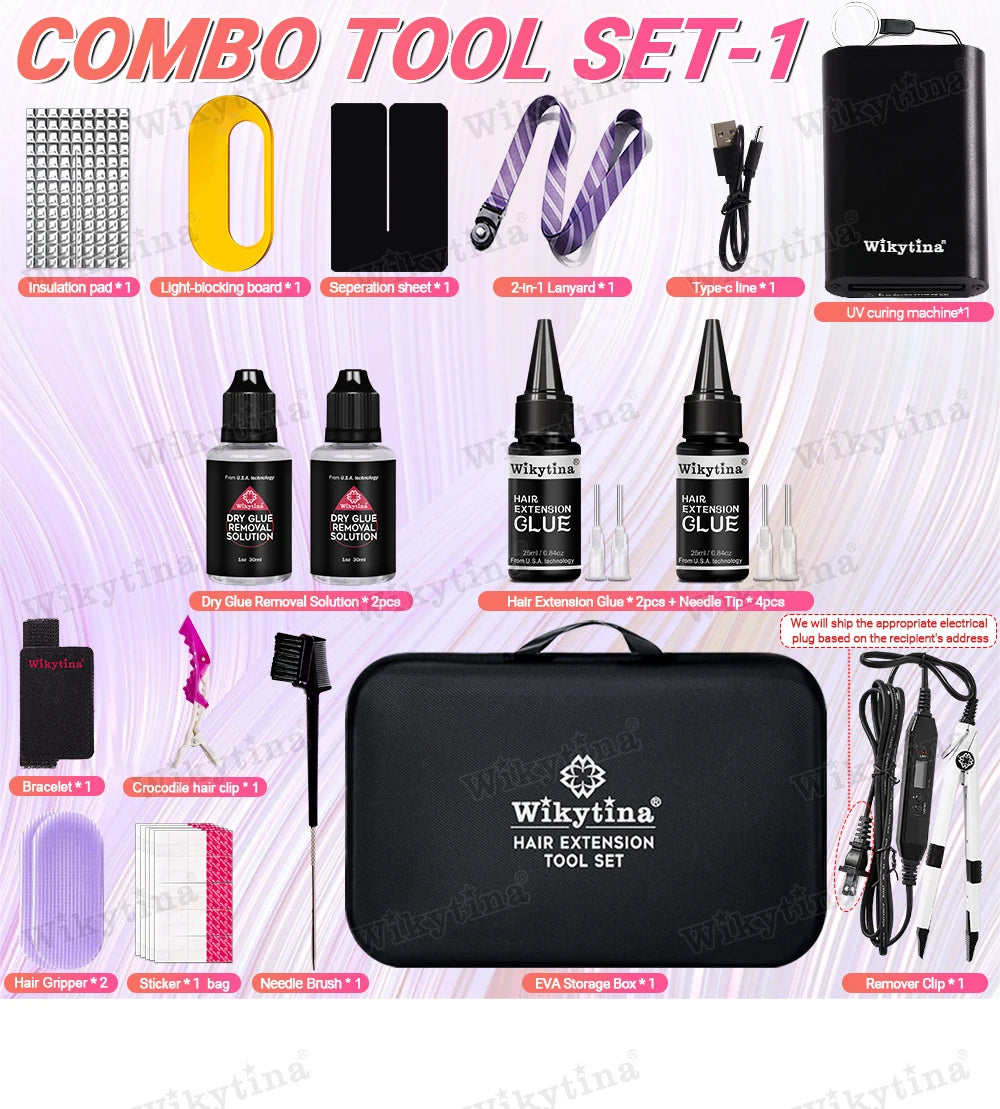 WIKYTINA Professional UV Light Hair Extension Kit